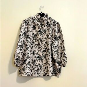 Tuckernuck NWOT Black and Cream Floral Blouse // XXXL